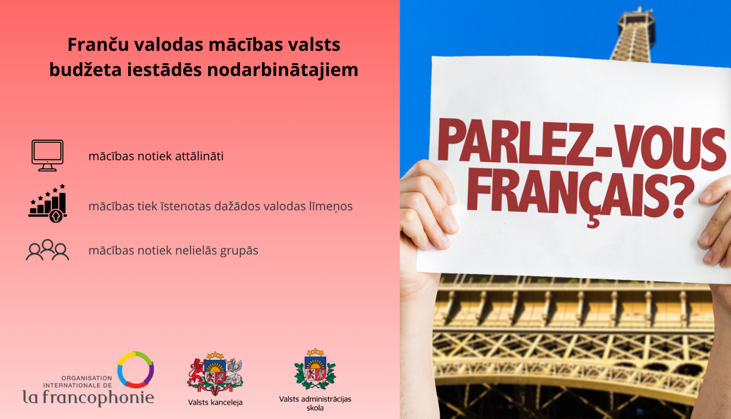 Dekoratīva bilde pietekšanās franču valodas kursiem