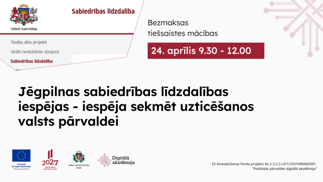 Mācības “Jēgpilnas sabiedrības līdzdalības iespējas – iespēja sekmēt uzticēšanos valsts pārvaldei”