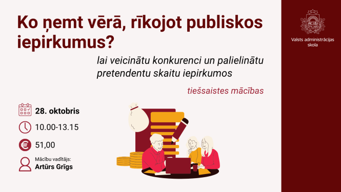 Attēlā uzraksts Ko ņemt vērā rīkojot publiskos iepirkumus