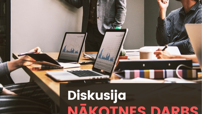 Uzraksts Diskusija nākotnes darbs. Divi personālie datori