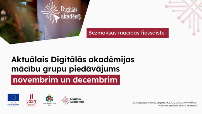 mācību grupu piedāvājums novembrim un decembrim