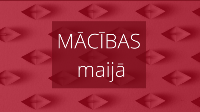 sarkans fons ar kuģīšiem un uzrakstu Mācības maijā