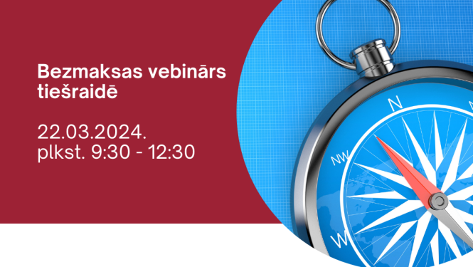 Kompass uz zila un sarkana fona