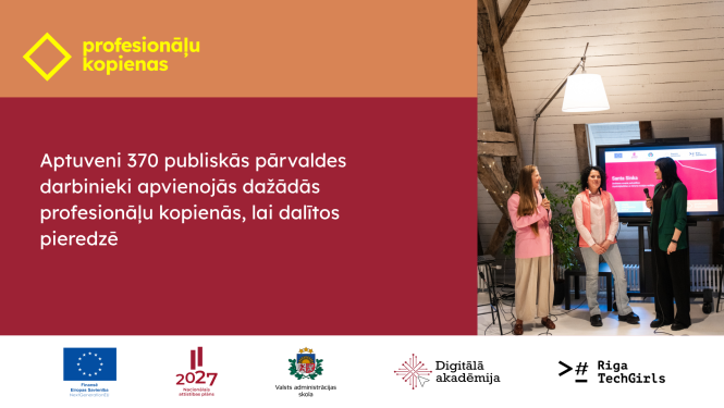 Aptuveni 370 publiskās pārvaldes darbinieki apvienojās dažādās profesionāļu kopienās, lai dalītos pieredzē