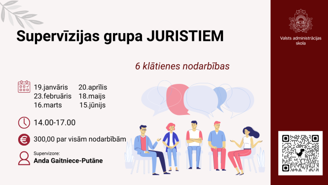 Attēlā uzraksts Supervīzijas grupa juristiem
