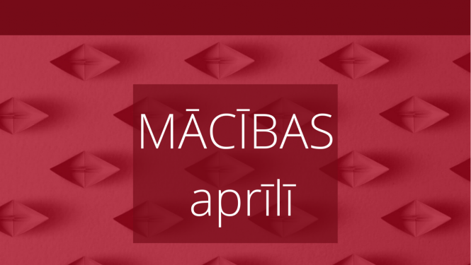 Uzraksts uz sarkana fona Mācības aprīlī