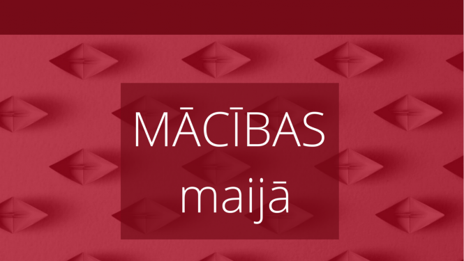 sarkans fons ar kuģīšiem un uzrakstu Mācības maijā