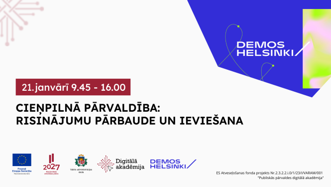 Pasākums "Cieņpilnas pārvaldības simpozijs: Risinājumu pārbaude un ieviešana" notiks 21. janvārī no 9.45 līdz 16.00