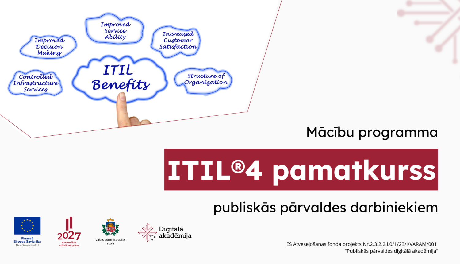 Mārību programma "ITIL®4 pamatkurss" publiskās pārvaldes darbiniekiem