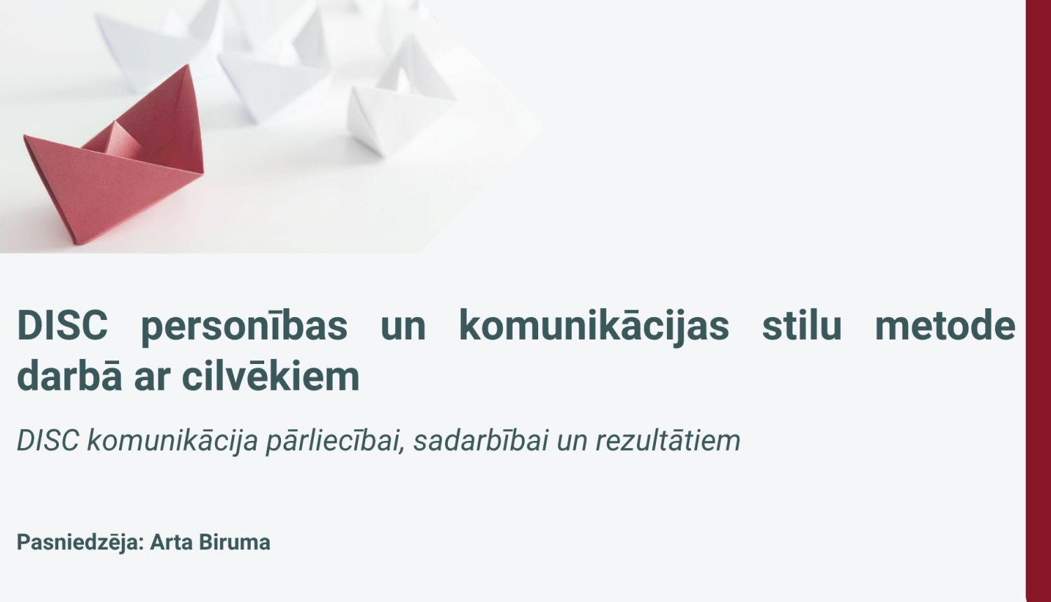 DISC personības un komunikācijas stilu metode darbā ar cilvēkiem