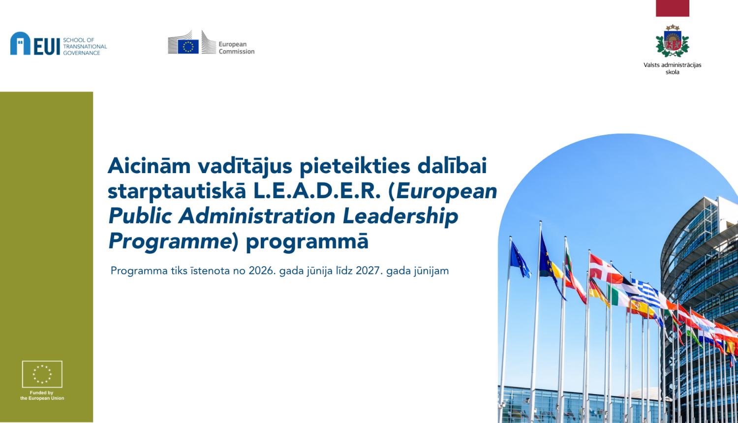 Attēlā uzraksts: Aicinām vadītājus pieteikties dalībai starptautiskā LEADER programmā