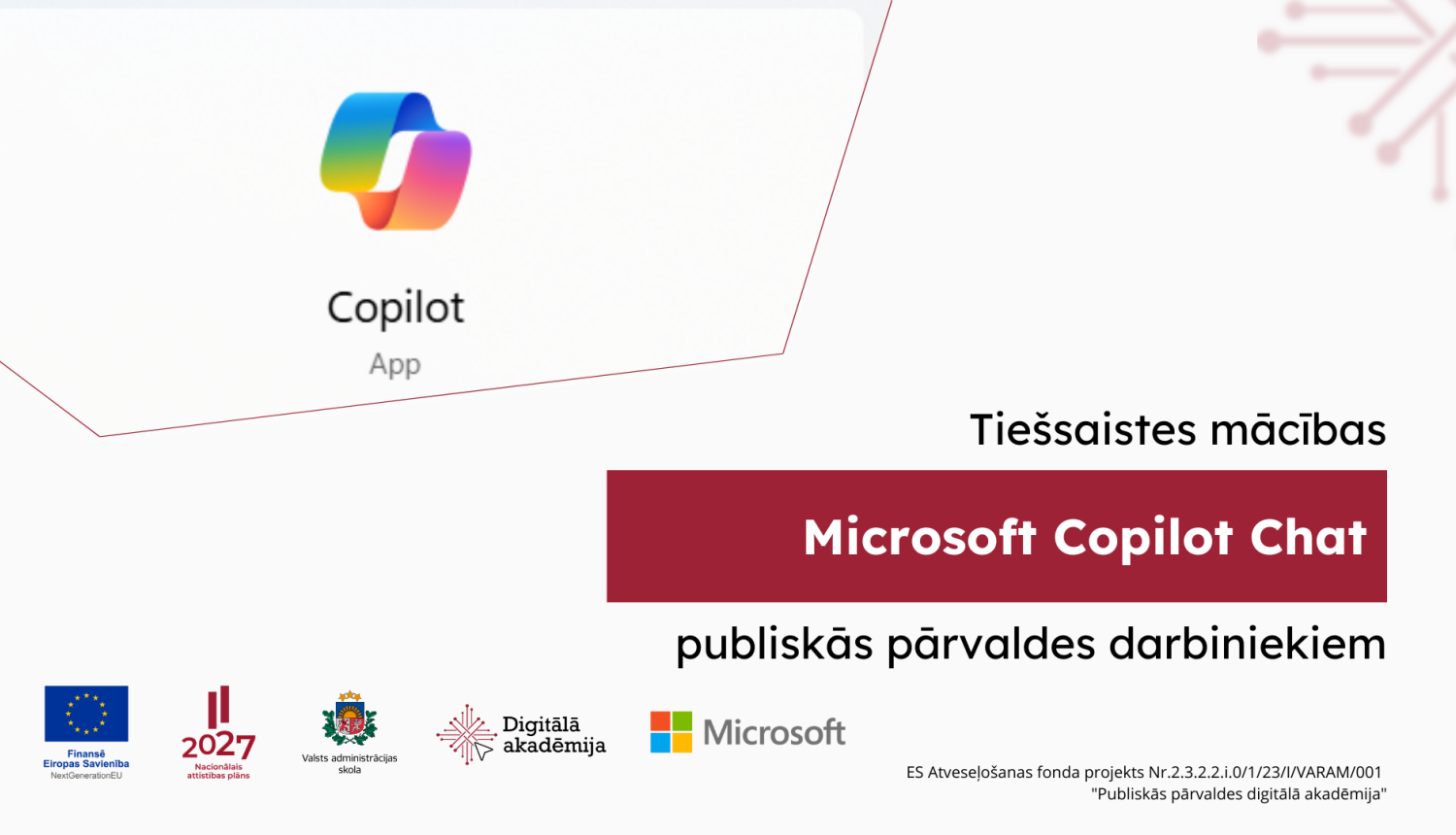 Microsoft Copilot Chat apmācības publiskās pārvaldes darbiniekiem