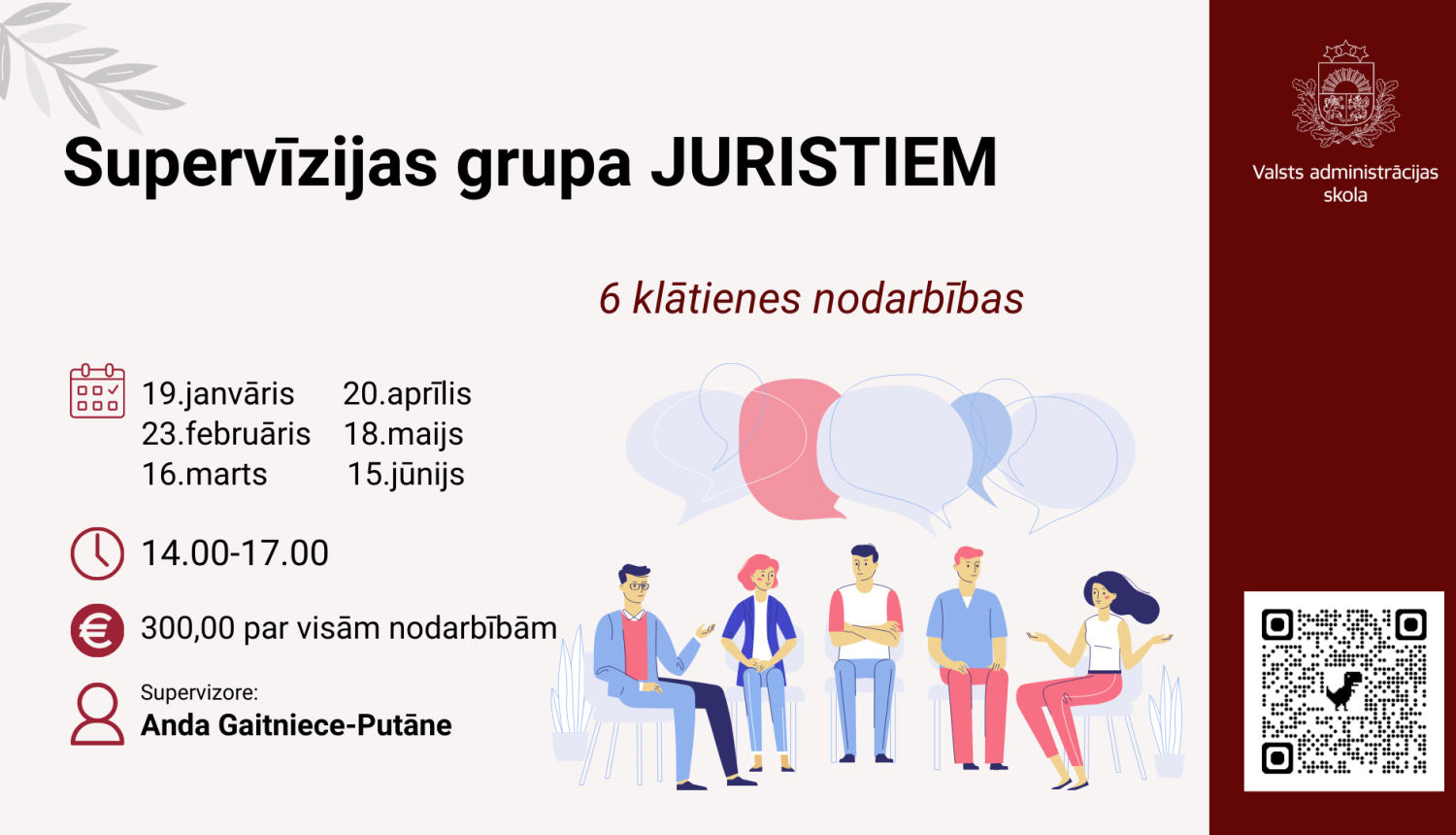 Attēlā uzraksts Supervīzijas grupa juristiem