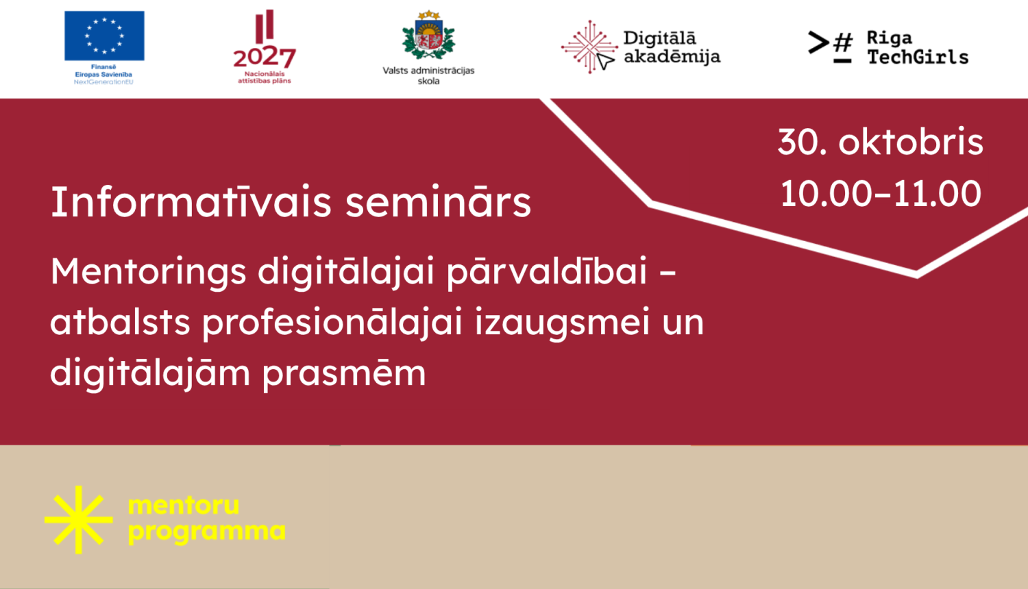 Informatīvais seminār par mentoru programmu 30. oktobrī