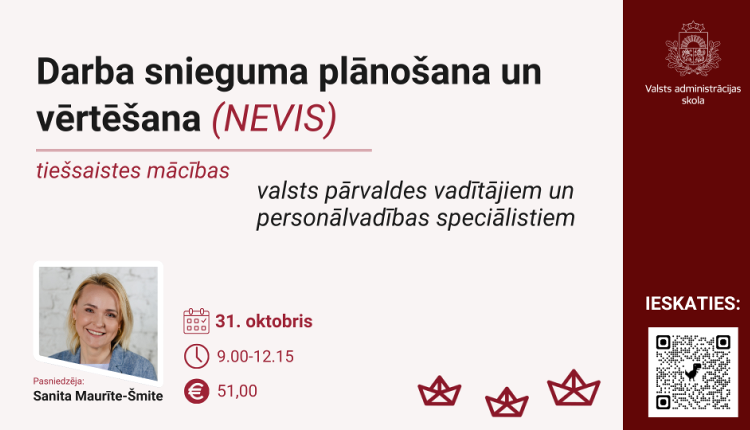 Attēlā uzraksts Darba snieguma plānošana un vērtēšana (NEVIS), pasniedzējas attēls
