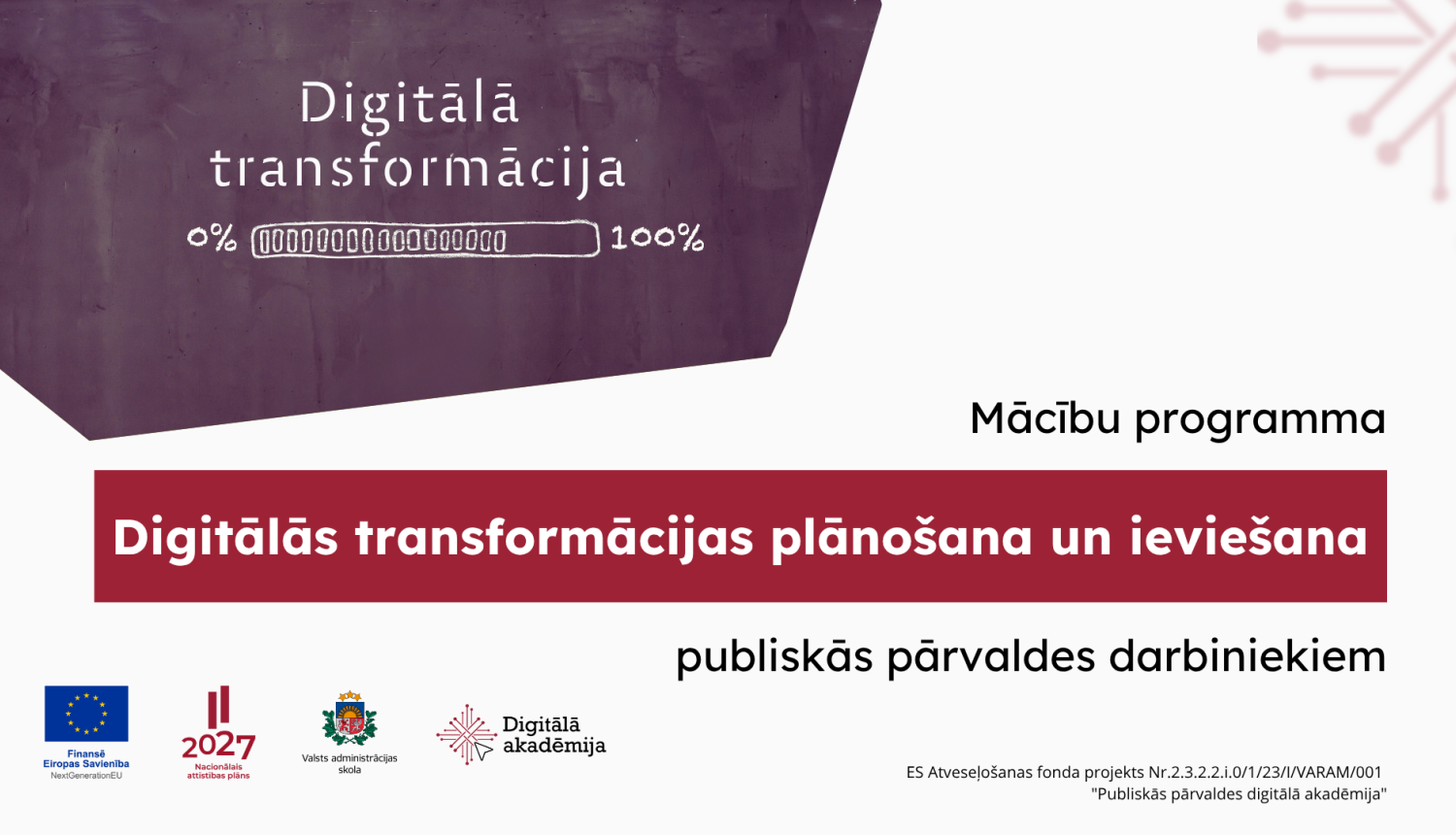 Mācību programma "digitālās transformācijas plānošana un ieviešana"