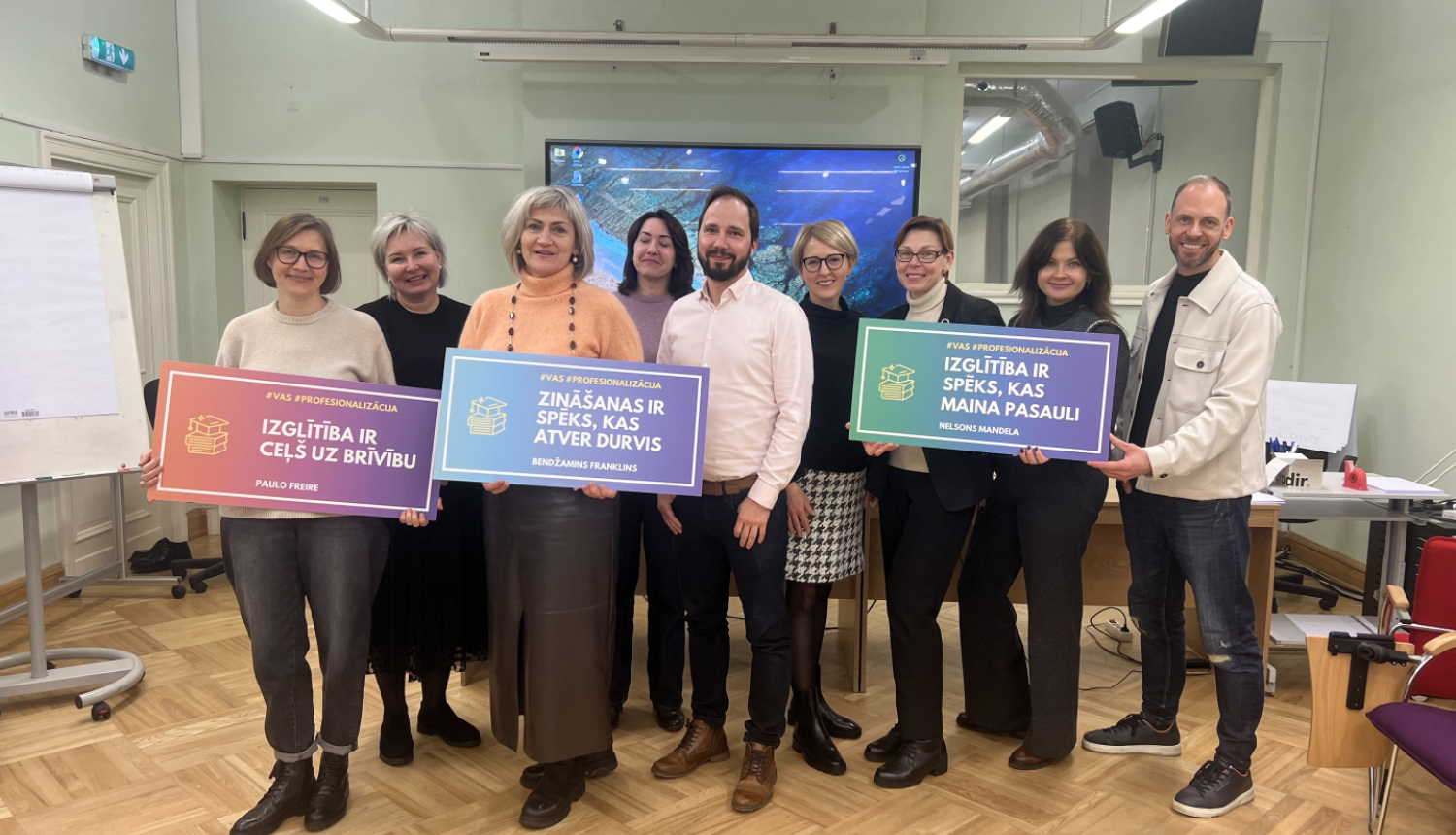 Attēlā mācību dalībnieki auditorijā